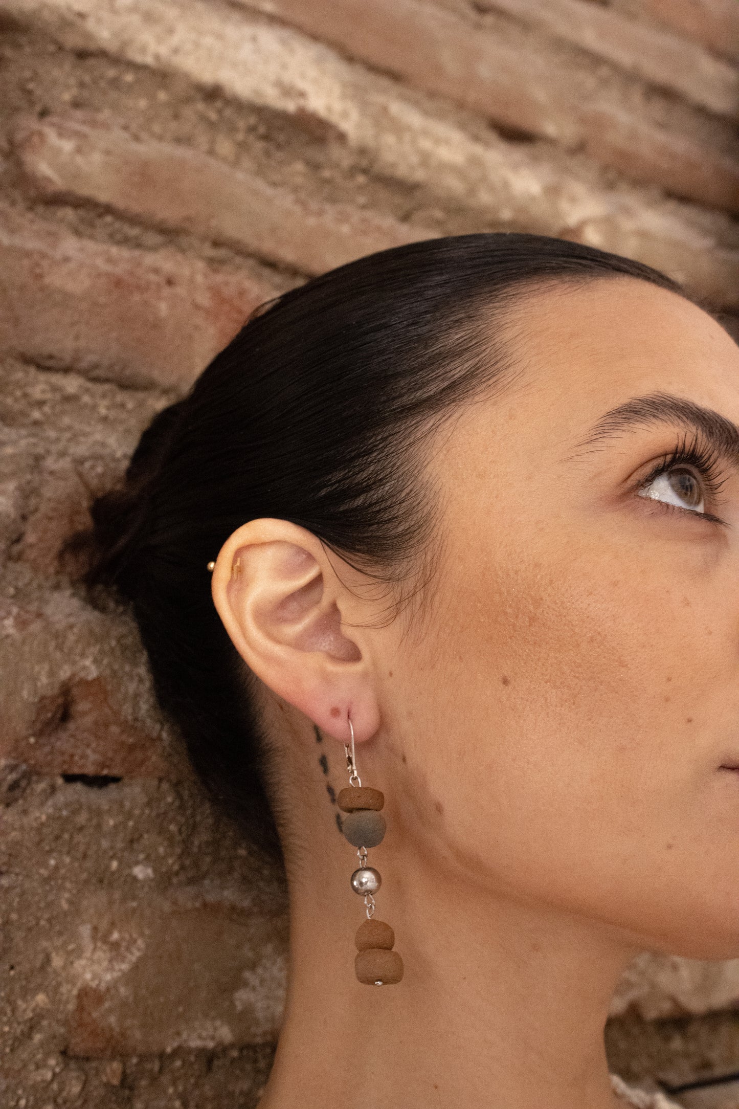 Raices Dangle Earrings, Clay